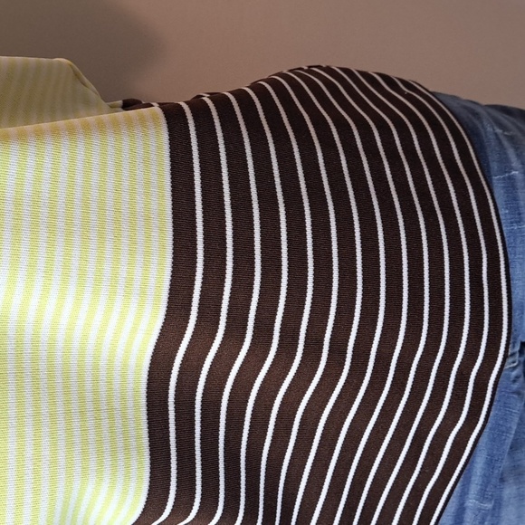 Vintage Frank-Lee of California Yellow & Brown Strip Knit Top W/Pointed Collar - Picture 3 of 6